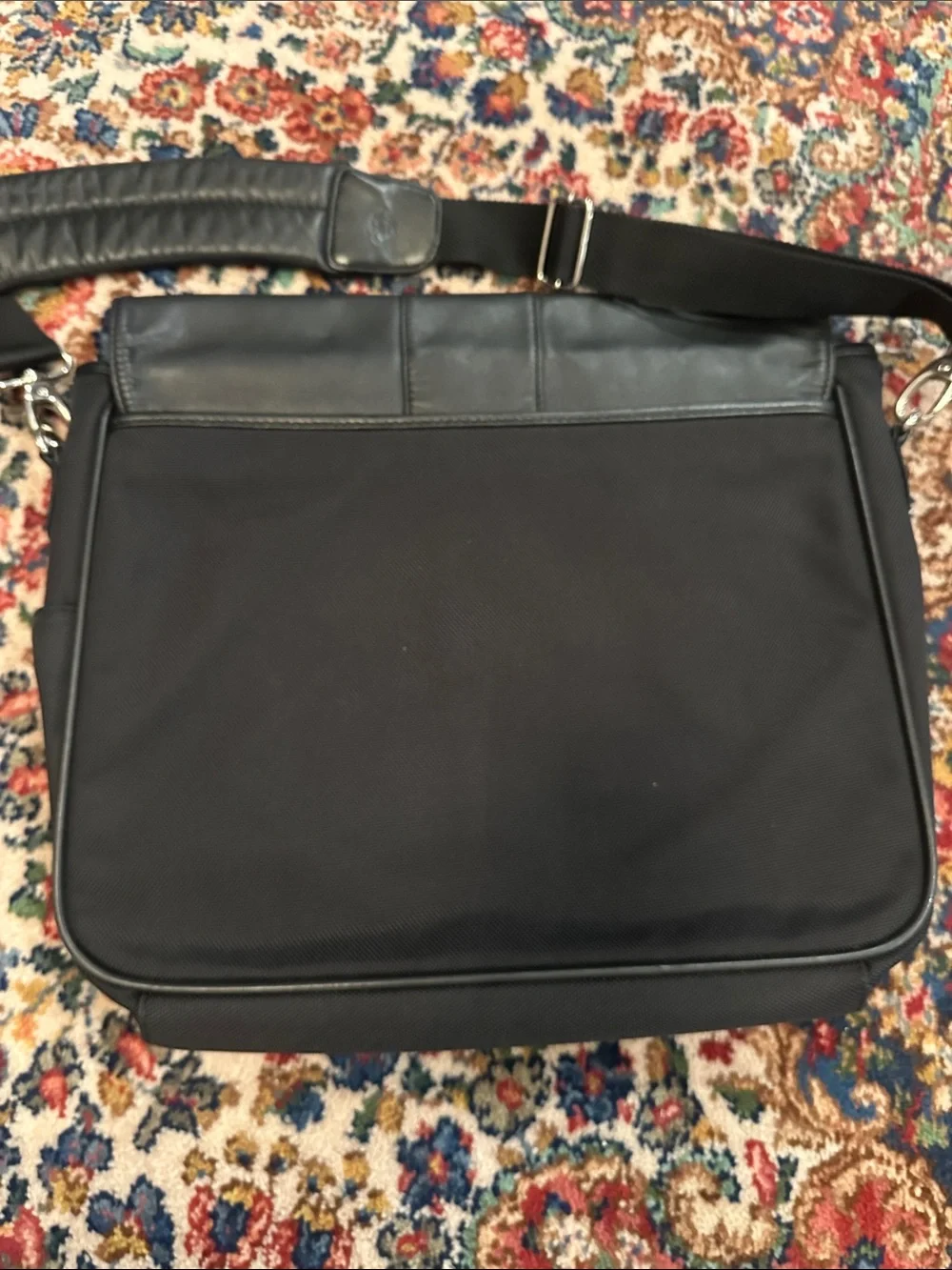 BOSCA ITALIAN LEATHER BALLISTIC NYLON MESSENGER BAG